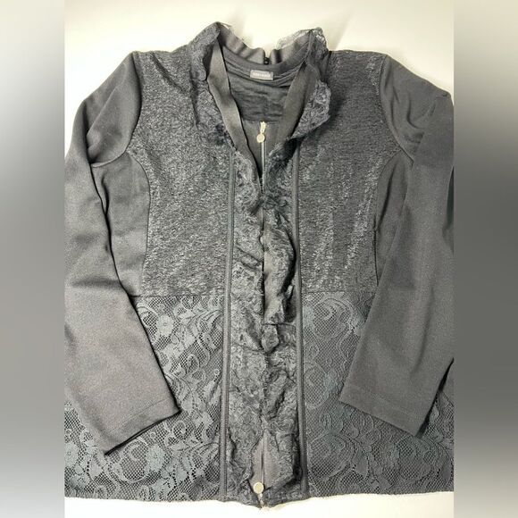 Gerry Weber Lace Black Strip Full zip jacket blazer size XL - Picture 15 of 16